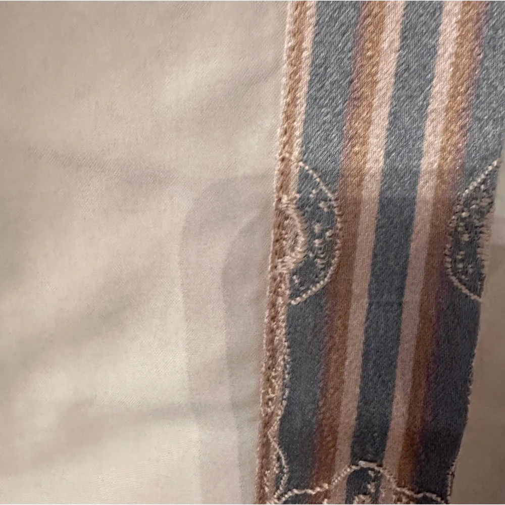Croscill Home 2 Curtain Panels 40x84 Brocade Fabric Striped Blue Gold Damask